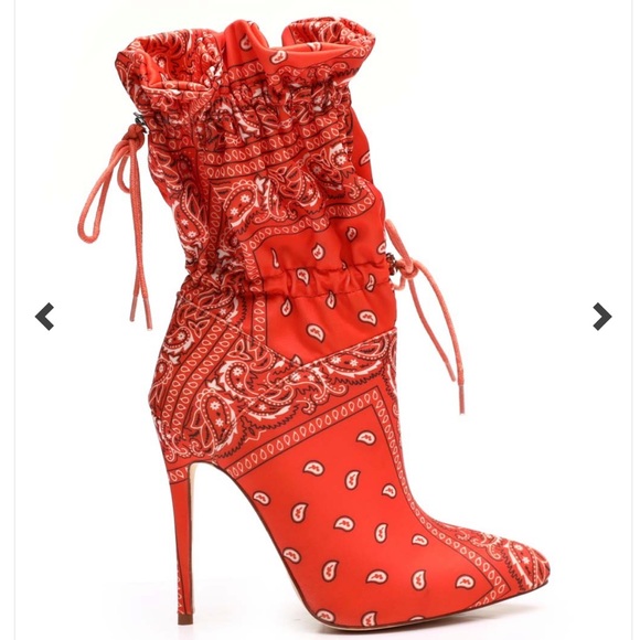 Bandana Boots Red Bandanna Orange Bandana Heels Azalea Wang Shoes Bandana  Scrunch Boots Poshmark